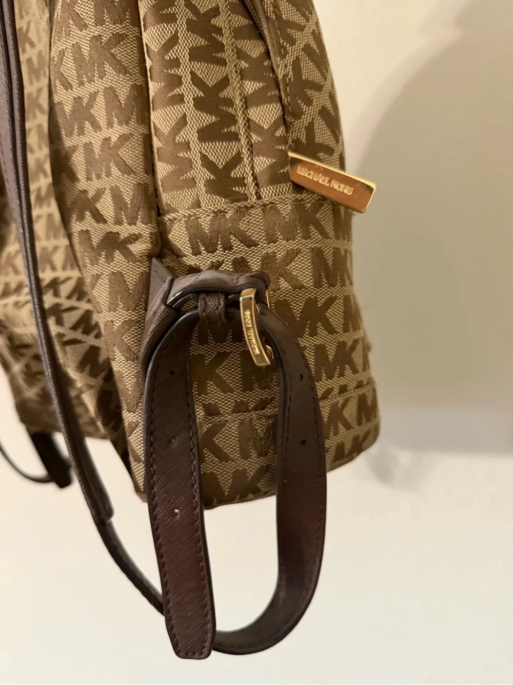 Michael Kors Tan/Brown MK Monogram Backpack